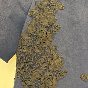 Teri Jon size 10 Navy Dress with Black Detailing